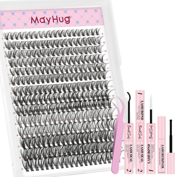 Mayhug Lash Extension Kit,DIY Individual Lashes Clusters,Bond And Seal,Lash Remover