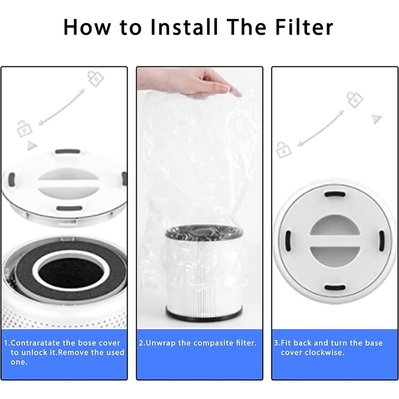 Aliddle B-D02L H13 True HEPA Filter Set, Compatible with Mooka