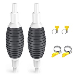 Pack of 2 15 mm Fuel Hand Pump Transfer Pump Large Flow Fuel Transfer Manual Fuel Pump Pump Ball for Car Motorcycle Petrol Diesel Universal Emergency Pump with Two Size Clips