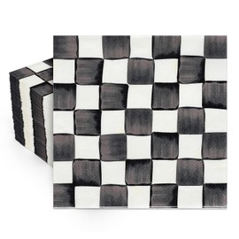 JarThenaAMCS 100 Pcs Black White Plaid Paper Napkins Watercolor Checkered Disposable Napkins Luncheon Dinner Napkins for Birthday Holiday Racing Party Table Supplies