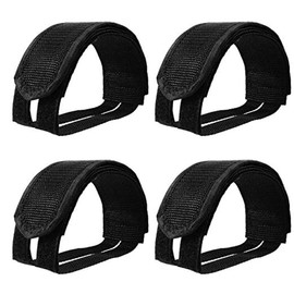Pedal Straps (4 Pieces), Bicycle Pedal Toe Clip Straps Two Pairs, Bicycle Double Velcro Non-Slip Pedal Toe Clip Straps Magic Tape, Black