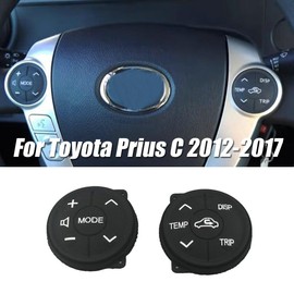 1Pair Steering Wheel Switch Buttons Controls Rubber Fit for Toyota Prius 2009-2015, for Prius C 2012 2013 2014 2015 2016 2017