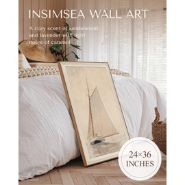 InSimSea Framed Canvas Wall Art for Living Room, Classical Coastal Wall Decor White Sailboat Seascape Vintage Painting Large Beach Home Decor Boho Wall Pictures Farmhouse Art Prints Bathroom Office