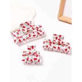 3PCS Korean - Style Fruit - Patterned Hair Claw Clips in Multiple Sizes, Suitable for All Hair Types & Occasions, Must - Have Stylish Accessories for Women