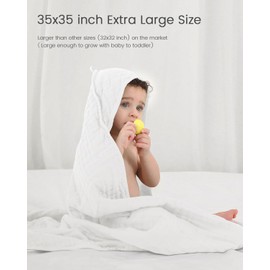 FAVERDIIY Hooded Baby Towels for Newborn, 2 Pack 100% Muslin Cotton Baby Bath Towel with Hood for Baby Toddler and Kids, Large 35x35 Inch Baby Boy & Girl Towels, Essentials Must Have