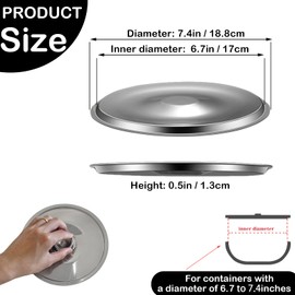 Stainless Steel Cover Bowl 7.1in Universal Lid for Pots Pans and Skillet, Small Frying Pan Lid with Handle for Pot Lid, 18cm