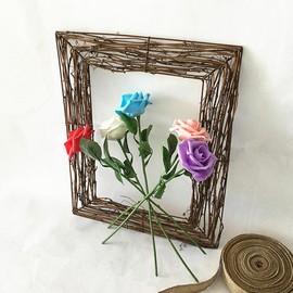 PRETYZOOM 1pc Rattan Square Wreath Base - Natural Color - General Home Decor