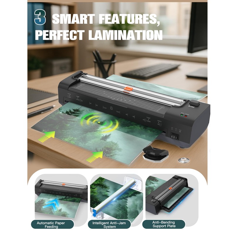 13 Inch Laminator Machine with Auto Paper Feed, Never Jam