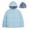 LONDON FOG Girls' Heavyweight Quilted Puffer Jacket with Fleece Beanie,