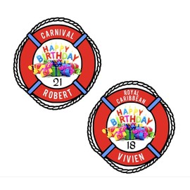 Lifebuoy Birthday Magnet, Happy Birthday Life Ring Magnet for Carnival Cruise, Royal Caribbean B-Day Magnet, Celebrity, Holland America, Norwegian, Princess Cruises