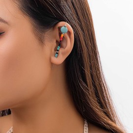 Sttiafay Colorful Beaded Earrings Turquoise Ear Wrap Crawler Hook Earrings Long Piercing Ear Wrap Earrings Blue Turquoise Cuff Crawler Earrings Seed Bead Ear Climber Earrings