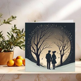 Christmas Card - Couple In the Snow - Festive Xmas Cards 145 x 145mm