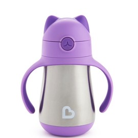Munchkin Cool Cat Stainless Steel Straw Cup Purple Colour 18Μ+, 237ml