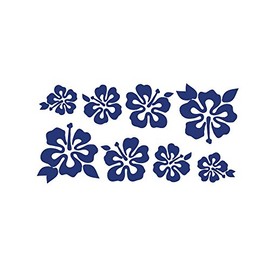 8 Hibiscus Flowers Assorted Sizes - Make Your Own Flower Lei Sticker Decal Hawaii Dark Blue
