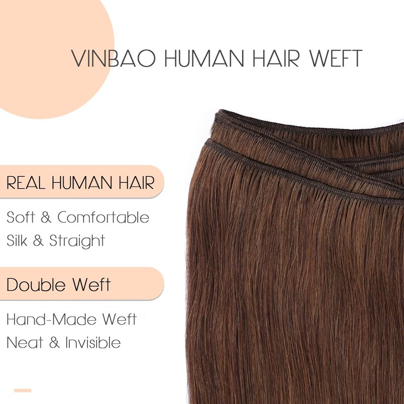 VINBAO Human Hair Weft Extensions Sew in Real Hair Extensions