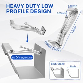 TUAKIMCE 25 Pack 5 Inch Gutter Hangers, Gutter Guard with Speed Screw and Clip, Hidden Rain Gutter Bracket Support, Includes Drill Bit