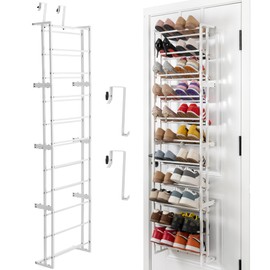 HUXOR Over The Door Shoe Organizer, 11-Tier Hanging Shoe Organizer, White