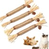 HUIQIHANG 4-Pack Natural Silvervine Cat Chew Sticks, Interactive Catnip Toys