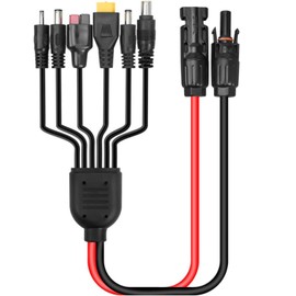 Leehitech 6 in 1 Solar Charging Cable Solar Adapter, Universal Solar Plug to DC5521/DC7909/XT60/DC35135/DC6530 Anderson Adapter Plug, Solar Connector 16AWG Cable for Solar Panel, 1 m