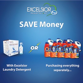 Excelsior - HE Laundry Detergent with Natural Stain Remover for 333 Loads of Unscented - 5 Liter Eco-Friendly (1 Pack)
