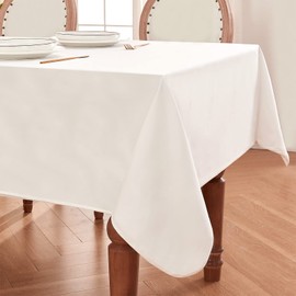 BALCONY & FALCON Waterproof Rectangle Table Cloth – Double-Sided Satin & Peach Skin – Wipe Clean & Washable for Dining, Party, Outdoor, Birthday, Holiday – White, 140 x 240 cm