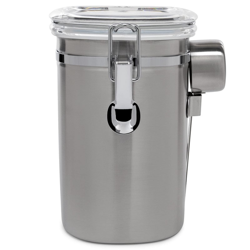 ChefWave Durable Stainless Steel Coffee Canister with Measuring Spoon, Convenient