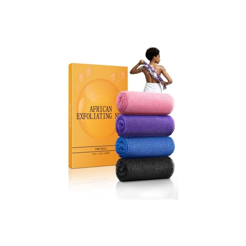 Red Exfoliante Africana SPMKTBOZAI Pack de 4 Esponjas de Nailon