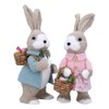 Gisela Graham Easter Bunny Couple Decorations with Baskets, Set of