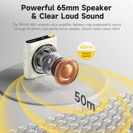 7RYMS WA1(SE) Wired Voice Amplifier for Teachers with Microphone, 65mm Loud Speaker, DSP Noise Reduction, AUX Input, Portable Voice Amplifier for Classroom, Tour Guides, Coaches(White)