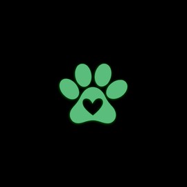 Pawprint Cute Dog Animal Pet Heart Style 4 Glow in The Dark Sticker Decal for Phone Tablet Laptop Car Truck Window | 3" Sticker | Green
