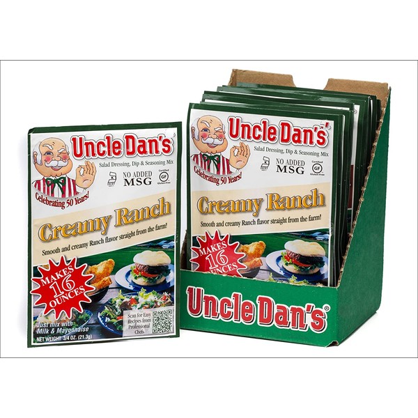 Uncle Dan's Dips, Seasonings and Salad Dressings Mix Packets - Creamy Ranch - Case of 12 Packets - For the Perfect Homemade Flavor in Your Dry Rubs, Pasta Sauces & Marinades