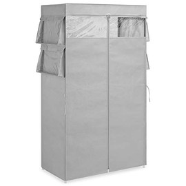 Whitmor, Gray Covered Wardrobe with Accessory Storage, 34 inch