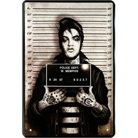 Tin Signs Elvis Presley Tattoo Police Dept Police Known Personalities Celebrities Decorative Sign Metal Sign Retro Door Sign Vintage Entrance Gift for Birthday or Christmas 20 x 30 cm