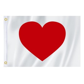 Love Heart Silk Quality 3X5 Ft Flags with Brass Grommets For Dorm Room Decor,Red Heart Outdoor Flag Banner Sign For Kindness, Peace and Love Expressing