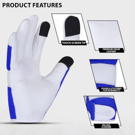 Escort Tools® Heavy Duty Leather Gardening Work Gloves, Thorn Proof, Touch Screen, Utility Safety Working Gloves Breathable, Tear Resistant, High Dexterity Mechanic Gloves Unisex (Blue, L)