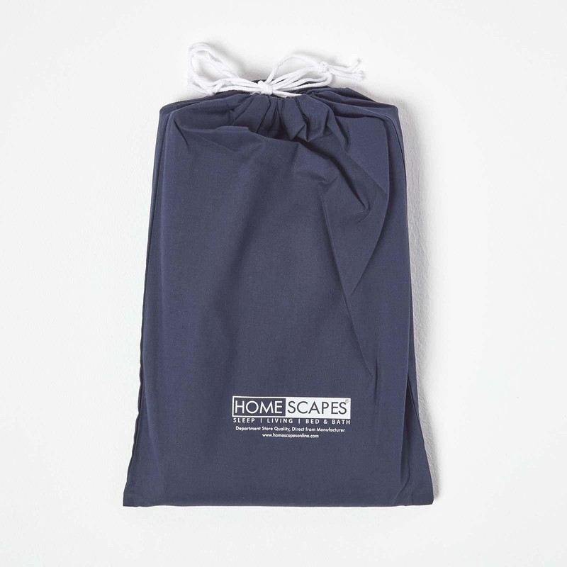HOMESCAPES Navy Cot Fitted Sheets 60 x 120 cm 2