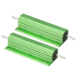 PATIKIL 100W 50 Ohm Aluminum Shell Resistor, 2 Pack Aluminum Housing Resistor Housed Case Wirewound Resistors Screw Tap Power Resistor 5% Tolerance, Green
