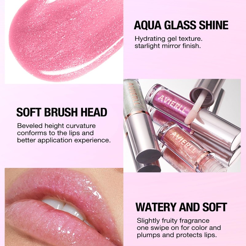 Glitter Lip Gloss, Sparkling Iridescent Lip Gloss Moisturizing Hydrating Shimmer