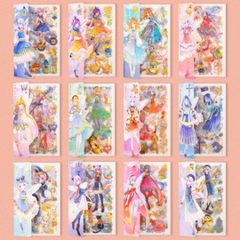 EAMOTOL Kawaii Cartoon Girls Journaling Stickers, 48 Sheets PET Transparent Cute Scrapbooking Diary Korean Stationery Calendar Decorative Sticker DIY Crafts for Junk Journal Planner Album Phone Cases