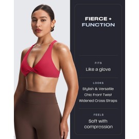 Aoxjox Women's Workout Sports Bras Fitness Satara Low Impact Bra Yoga Crop Tank (Love Potion, Medium)