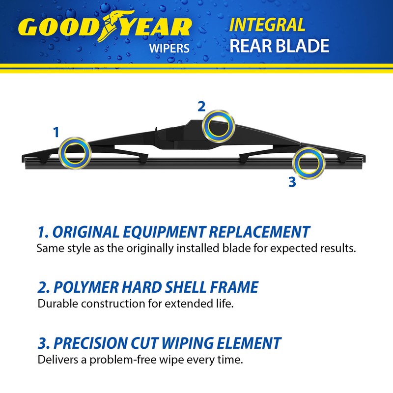 Goodyear 16" Integral Rear Wiper Blade with Polymer Hard Shell