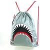 Water Resistant Nylon Great White Shark Knapsack Drawstring Backpack