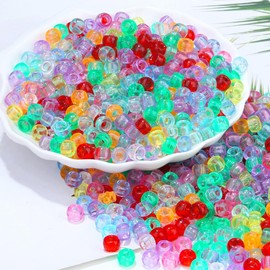 AWARDSEN 970 Stück Pony Beads Transparente Perlen Bunt, 9mm Perlen zum Auffädeln, Pony Perlen Set Perlen Zum Auffädeln, Armbänder Selber Machen Set, Kandi Beads für Armbänder, Schmuck, Ketten, Basteln