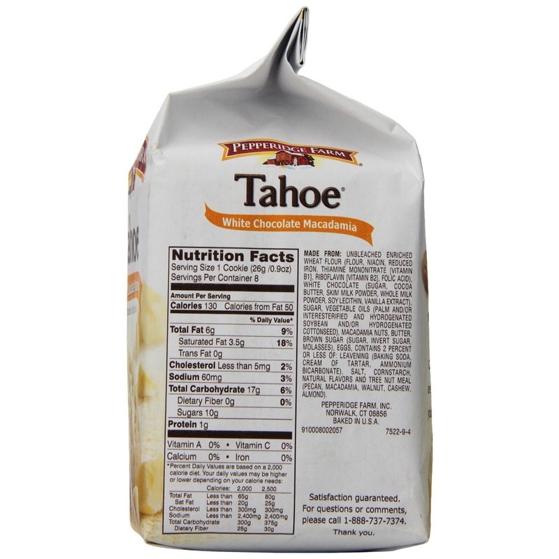 Pepperidge Farm Chocolate Chunk Crispy Cookies, Tahoe White Chocolate Macadamia,