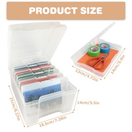 Vaileal Photo Storage Box, 6 Inner Photo Holders, 18.5 x 21 cm Photo Case, Transparent Photo Boxes for Storage, Photo Organiser Box Made of Plastic for Pictures, Seeds, Cards, Crafts, Stickers