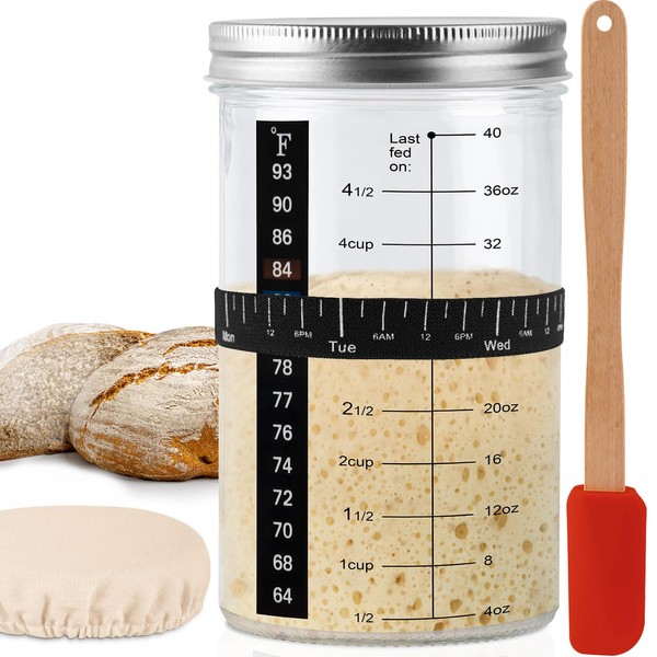Tyniaide Tyniaide 40oz/1200ml Sourdough Starter Kit �C Extra Thermometer Strips