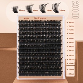 Focipeysa Eyelash Extensions 200D Lash Clusters 14-20MM Lashes Extensions Thick Lash Clusters D Curl Individual Lashes Extensions Soft Reusable Cluster Lash Extension DIY Lash Cluster Extensions
