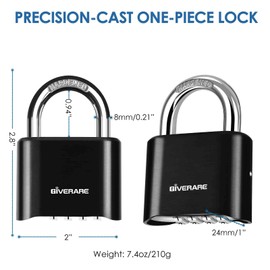 4-Digit Combination Lock, Heavy Duty Padlock Metal, Outdoor Alloy Locks with Hardened Steel Shackle, High Security Weatherproof Large Padlocks for Gym, School, Locker, Fence, Gate, Hasp, Case-Black