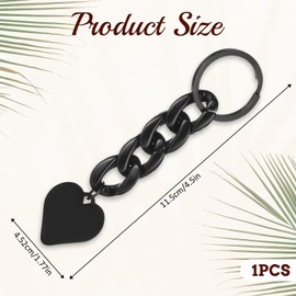 Larrel 1PCS Heart Keychain, Black Keychain for Women and Men, Cute Keyring with Heart Shaped Charm, Acrylic Key Chain Accessories for Keys, Wallets, Backpacks and Handbags