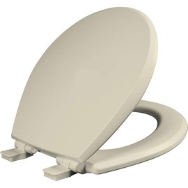 Mayfair Cassel Slow Close Toilet Seat, Easy Clean, Non Slip Premium Wood Seat, Easy Install, Made in USA, Round, Bone